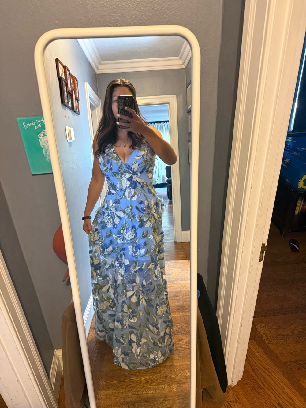 Dress the Population Light Blue Floral Maxi Dress - Picture 9 of 11